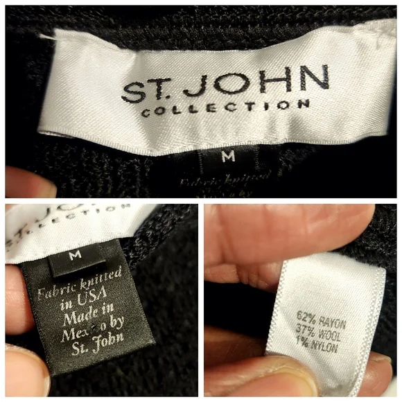 St. John Collection | Women's Black Two-Piece Santana Knit Skirt Suit (Size 8) - Picture 12 of 15